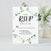 フレッシュ葉植物六角形フレーム結婚ズ 出欠カード (スタンド正面)