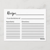 フレッシュ葉植物性ブライダルシャワーレシピカード ポストカード (裏面)