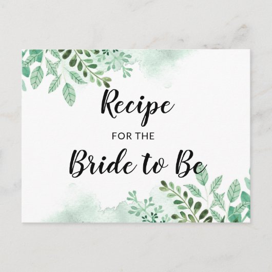 フレッシュ葉植物性ブライダルシャワーレシピカード ポストカード (正面)