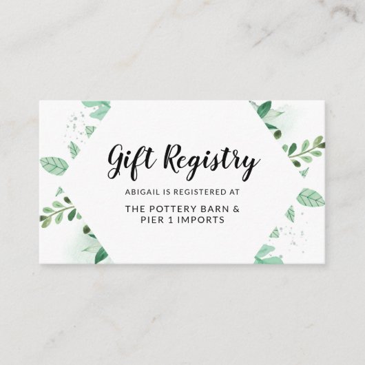 フレッシュ葉植物額シックなギフトレジストリ エンクロージャーカード (正面)