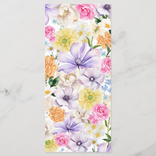 フレッシュ薄紫ラベンダーイエローフローラ開花結婚ズ メニュー (裏面)