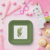 フレッシュ離れベイプレート7"スクエア紙 – 緑 ペーパープレート (パーティー)