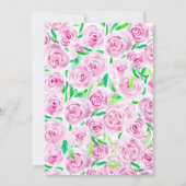 フレッシュ鮮やかピンクウォーターカラーバラブライダルシャワー 招待状 (裏面)