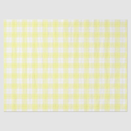 フレッシュ黄色の白いタータンチェックの格子 薄葉紙 (正面)