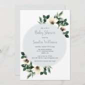 フレッシュ・アネモネ・ベビーシャワー招待_gray 招待状 (正面/裏面)