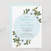 フレッシュ アネモネ ベビーシャワー 招待状_ブルー 招待状 (正面/裏面)