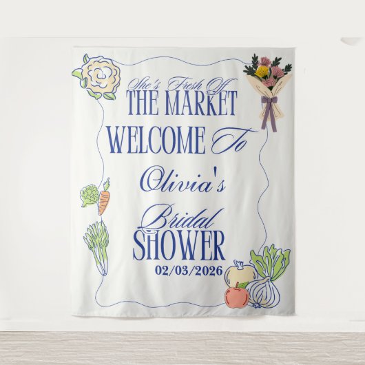 フレッシュ・オフ・ザ・マーケット ブライダルシャワー ウェルカムトゥ タペストリー (正面)