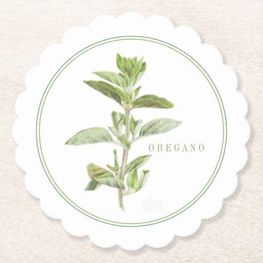 フレッシュ・オレガノ・スカロップドラウンドコースター(+文字) ペーパーコースター (正面)