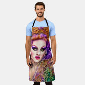 フレッシュ&カラフルドラッグクイーンアートワークデザイン エプロン (着用した状態)