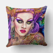 フレッシュ&カラフルドラッグクイーンアートワークデザイン クッション (裏面)