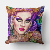 フレッシュ&カラフルドラッグクイーンアートワークデザイン クッション (正面)