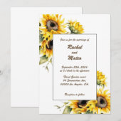 フレッシュ サンフラワーズ: オーダーメイド ウェディング 招待状 (正面/裏面)