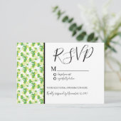 フレッシュ シロ レモン ライム シームレス パターン ウェディング 招待状 (スタンド正面)