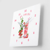 フレッシュ・ストロベカッコいいリージュース飲料 – 夏の果物 スクエア壁時計 (傾斜)