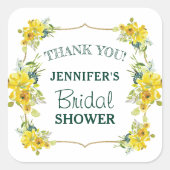 フレッシュ スプリング イエロー フラワーブライダルシャワー サンクス スクエアシール (正面)