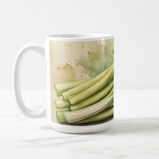 フレッシュ セロリ 水彩画 コーヒーマグカップ (左)