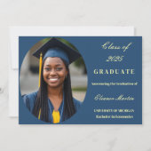 フレッシュ ブルー イエロー エレガント フォト 招待状 (正面)