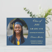 フレッシュ ブルー イエロー エレガント フォト 招待状 (スタンド正面)