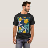 フレッシュ・レモン：重複するヴィンテージ・パターン Tシャツ (正面フル)