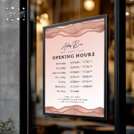 フレッシュ ローズゴールド マーブル アゲート ビューティー サロン アワー ウィンドウサイン