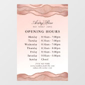 フレッシュ ローズゴールド マーブル アゲート ビューティー サロン アワー ウィンドウサイン (シート)