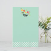 フレッシュ – 水彩の柑橘類 便箋 (スタンド正面)