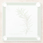 フレッシュROSEMARYグラス飲料コースター(+文字)グリーン ガラスコースター (裏面)