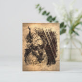 フレットを演奏しながらキノコに座っている幸せな小人 ポストカード (スタンド正面)