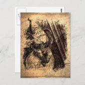 フレットを演奏しながらキノコに座っている幸せな小人 ポストカード (正面/裏面)