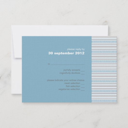 フレットストライプコーンフラワーRSVPカード招待状 出欠カード (正面)