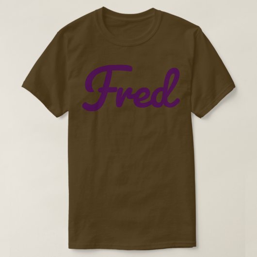 フレッドネームパープルタイポグラフィ Tシャツ (デザイン正面)