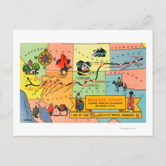 フレッドハービーホテルロケーツカトKSの地図 ポストカード (正面)