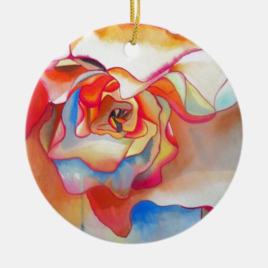 フレッド・マルティン・ベゴニア水彩画 セラミックオーナメント (正面)