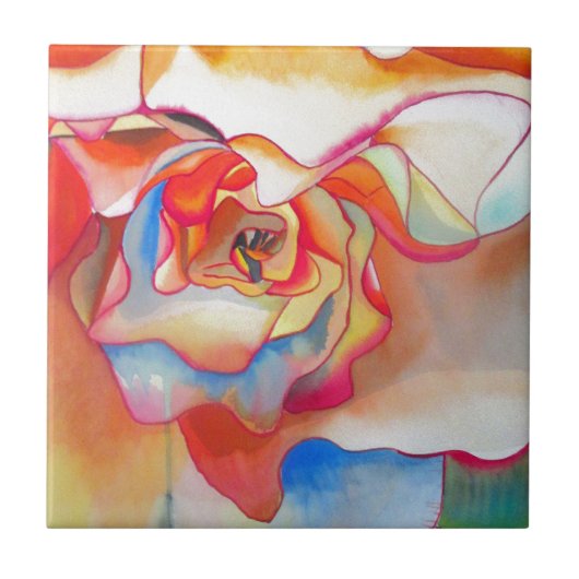 フレッド・マルティン・ベゴニア水彩画 タイル (正面)