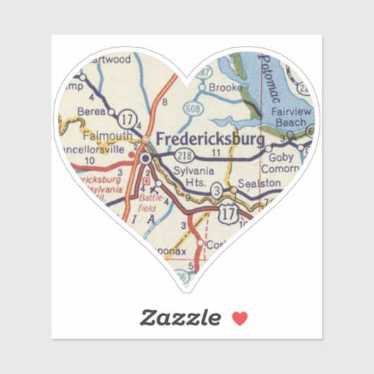 フレデリックスバーグバージニアヴィンテージの地図 シール (シート)