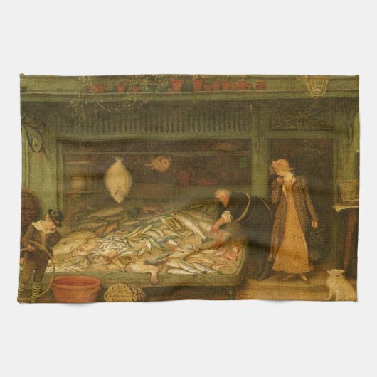フレデリック・ウォーカーによる魚屋 キッチンタオル (横)