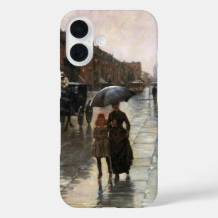 フレデリック・チャイルド・ハッサムの『ボストンの雨の日』 iPhone 16ケース