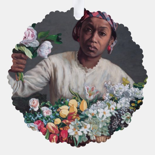 フレデリック・バジル – 牡丹の若い女性 オーナメントカード (裏面)