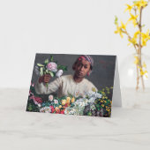 フレデリック・バジル – 牡丹の若い女性 カード (黄色い花)