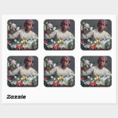 フレデリック・バジル – 牡丹の若い女性 スクエアシール (シート)