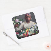 フレデリック・バジル – 牡丹の若い女性 スクエアシール (封筒)