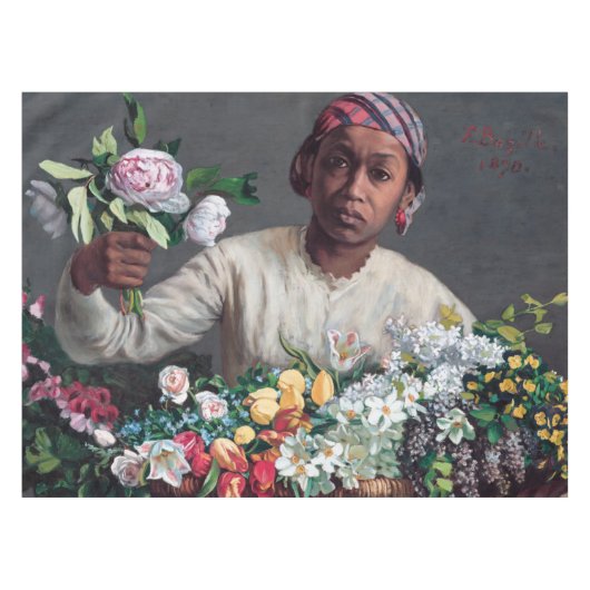 フレデリック・バジル – 牡丹の若い女性 テーブルクロス (正面(横))