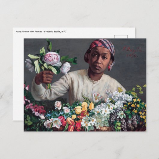 フレデリック・バジル – 牡丹の若い女性 ポストカード (正面/裏面)