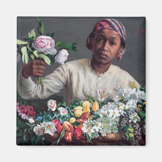 フレデリック・バジル – 牡丹の若い女性 マグネット (正面)