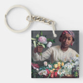 フレデリック・バジール - ピオニーを持つ若い女性 キーホルダー (正面)
