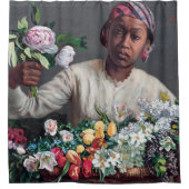 フレデリック・バジール - ピオニーを持つ若い女性 シャワーカーテン (正面)