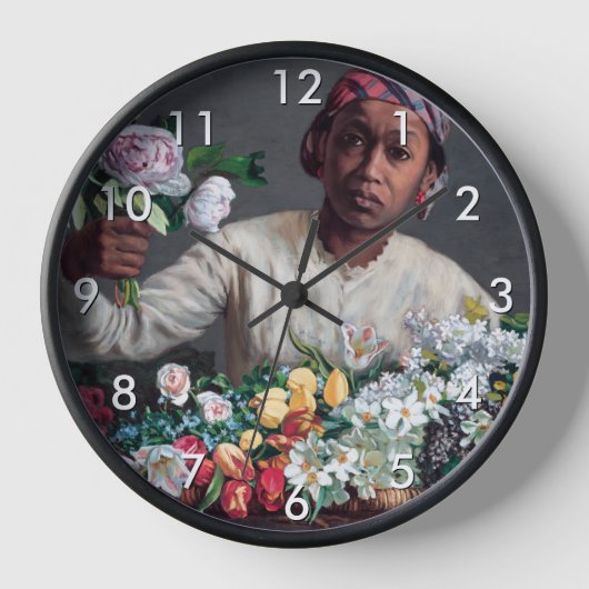 フレデリック・バジール - 少女と芍薬 壁時計 (正面)