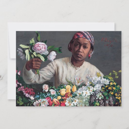 フレデリック・バジール - 若い女性と芍薬 招待状 (正面)