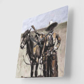 フレデリック・レミントンによるテキサス州のメキシコのバッカロ スクエア壁時計 (傾斜)