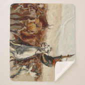 フレデリック・レミントンによるラウンドアップウェスタン・アート シェルパブランケット (正面)